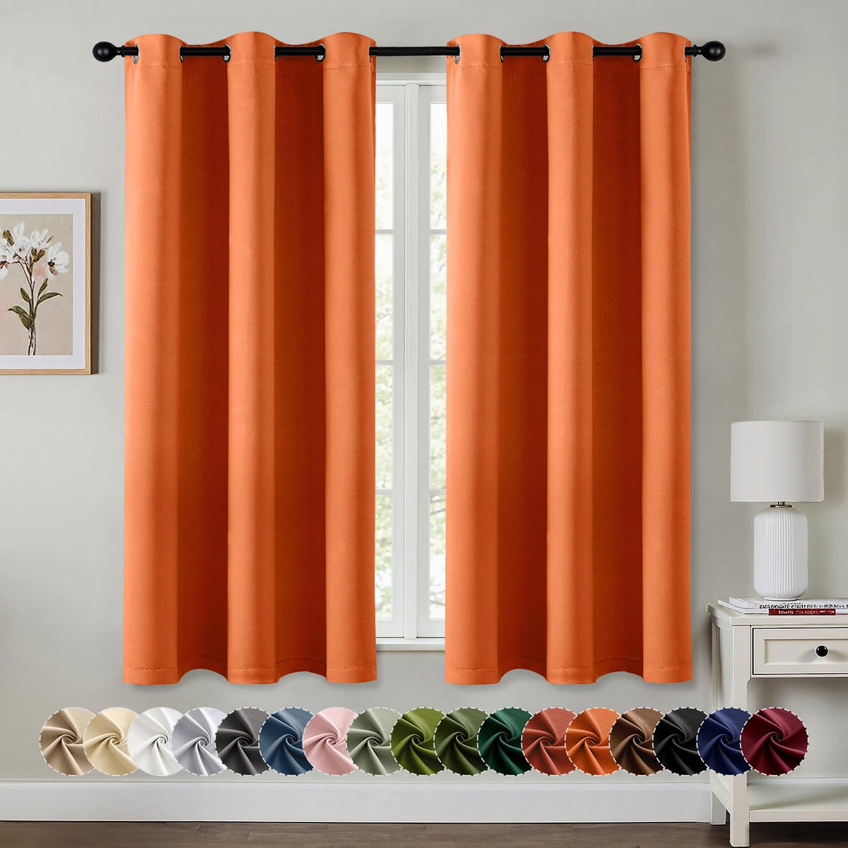 MIULEE Blackout Curtains for Bedroom 2 Panels 40 x 63 Inch Long Black