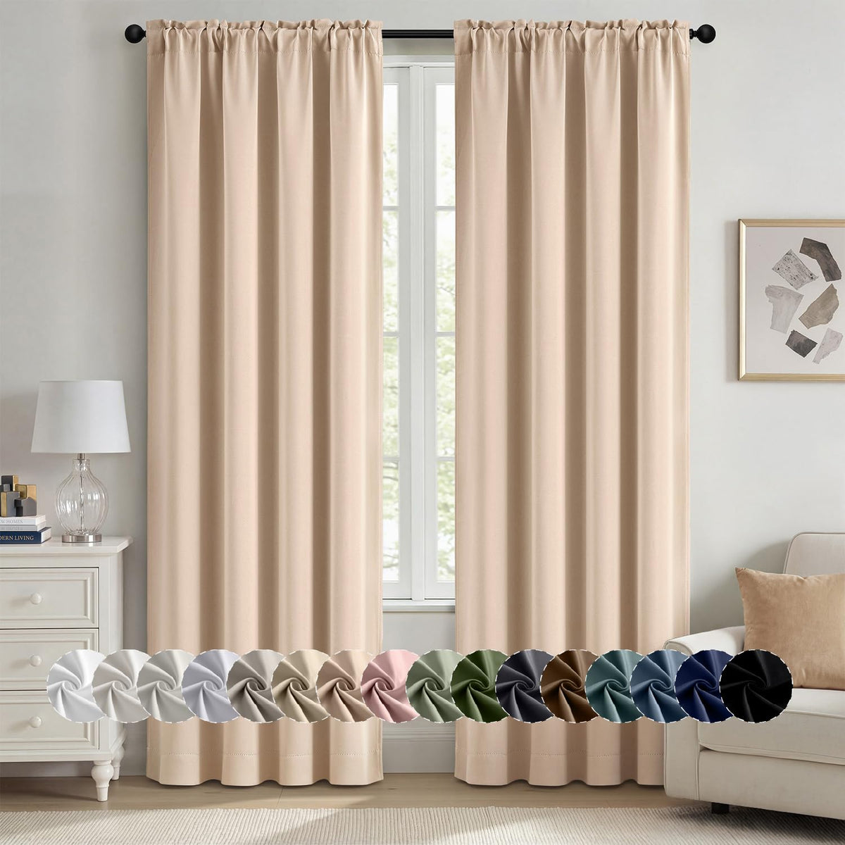 MIULEE Stone Blue Blackout Curtains for Bedroom Living Room 40"x63" 2 Panel