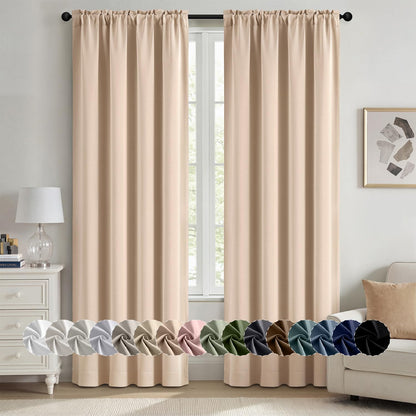 MIULEE Stone Blue Blackout Curtains for Bedroom Living Room 40"x63" 2 Panel