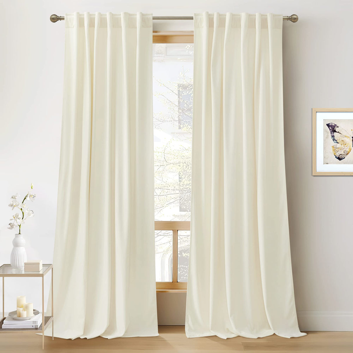 RYB HOME Blue Velvet Blackout Curtains for 84 inches Bedroom Living Room
