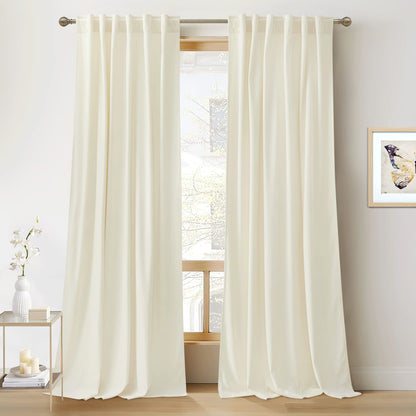 RYB HOME Blue Velvet Blackout Curtains for 84 inches Bedroom Living Room