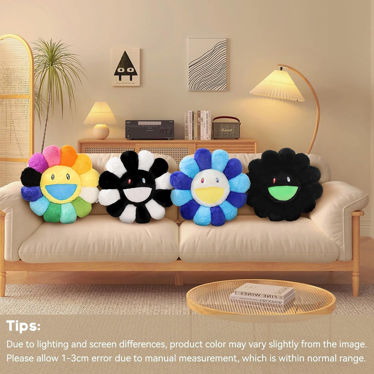 Flower Pillow, Cute Smiley Face Flower Shaped Throw Pillows 15.7In