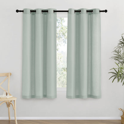 NICETOWN Natural Linen Curtains 84 inch Long 2 Panels Set, Grommet Top Thick Linen Burlap Semi Sheer Vertical Drapes Privacy Assured with Light Filtering for Bedroom/Living Room, W55 x L84