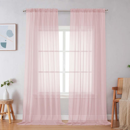 Simplebrand Black Sheer Curtains 84 Inches Long 2 Panels for Living Room
