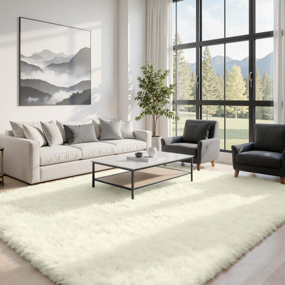 8x10 Fluffy Shag Area Rugs for Living Room Bedroom: Soft Plush Carpet Grey