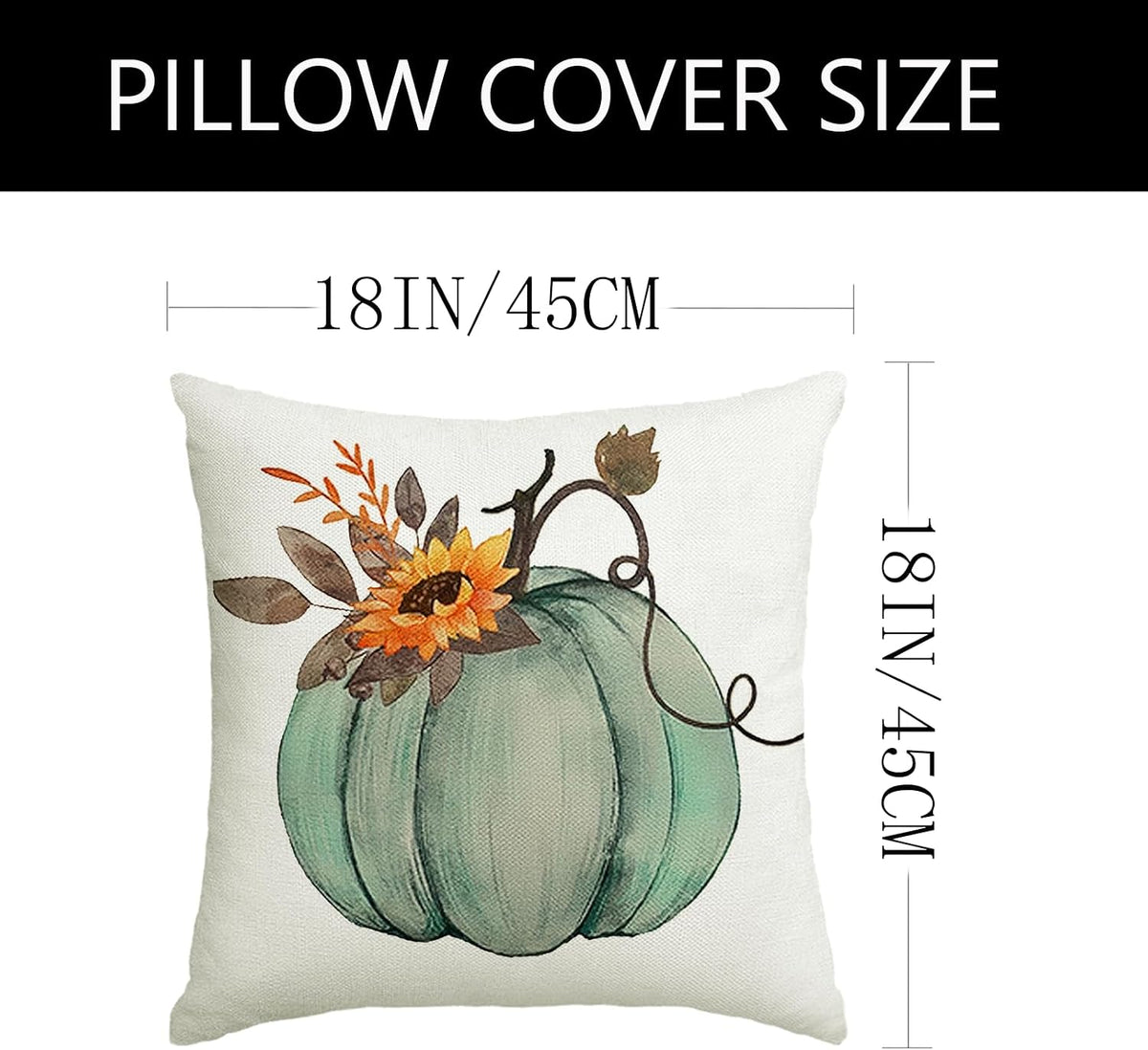 Fall Pillow Covers 18x18 Set of 4 Rustic Indoor Outdoor Decorations Fall Decor for Home Blue Throw Pillow Covers,Thankful Grateful Linen Autumn Cushion Case for Sofa Couch Chair Bedroom