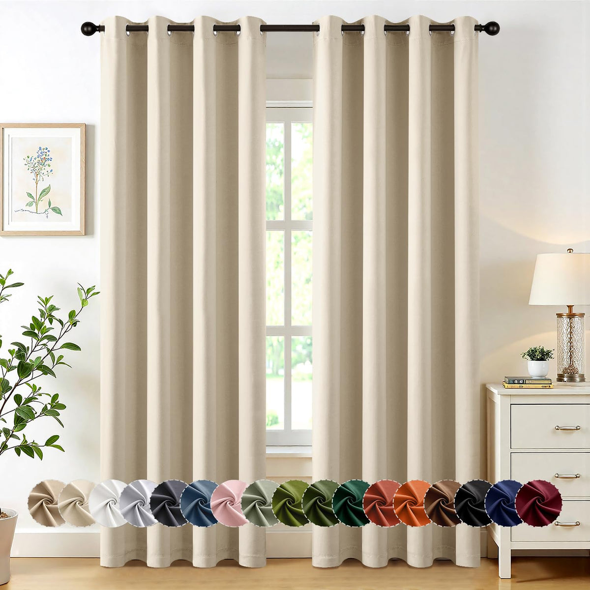 MIULEE Blackout Curtains for Bedroom 2 Panels 40 x 63 Inch Long Dark Grey
