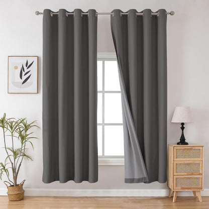 Joydeco Blackout Curtains for Bedroom 84 Inch - Black Out Curtains with Grommets Thermal Insulated Room Darkening Light Blocking, Noise Reducing & Wrinkle-Free Drapes for Living Room Windows, 2 Panels