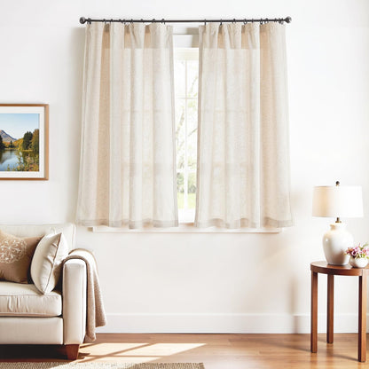 jinchan Linen Curtains Light Filtering Back Tab 50x96 Inch 2 Panels Beige