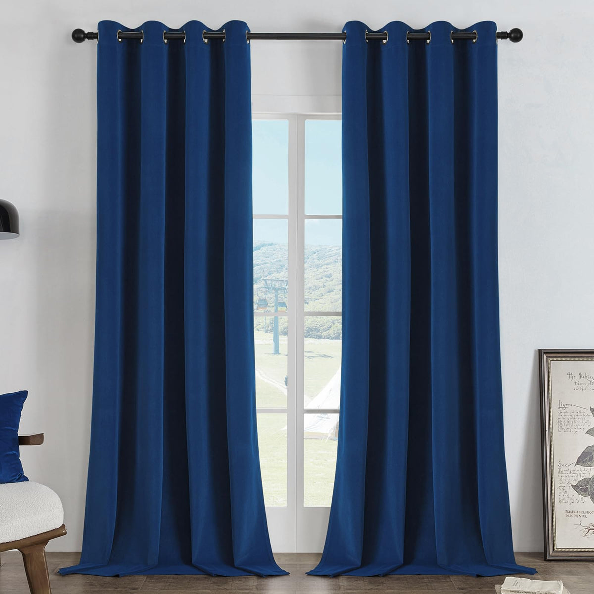 Joydeco Velvet Blackout Curtains 84 Inch Length 2 Panels, Black Out Curtains for Bedroom Living Room, Thermal Insulated Luxury Heavy Duty Drapes, Heat & Light Blocking, Back Tab&Rod Pocket,52"W x 84"L