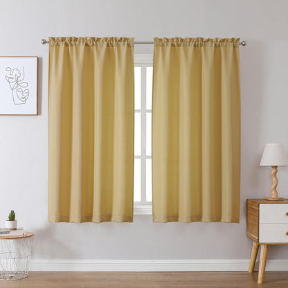 Chyhomenyc White Curtains 45 Inch Length 2 Panels, Faux Linen Textured
