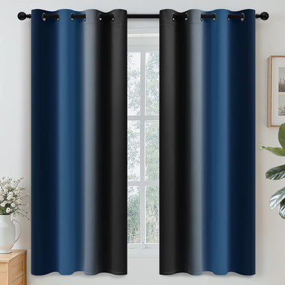 Yakamok Ombre Curtains Blue and Greyish White for Living Room,52Wx84L