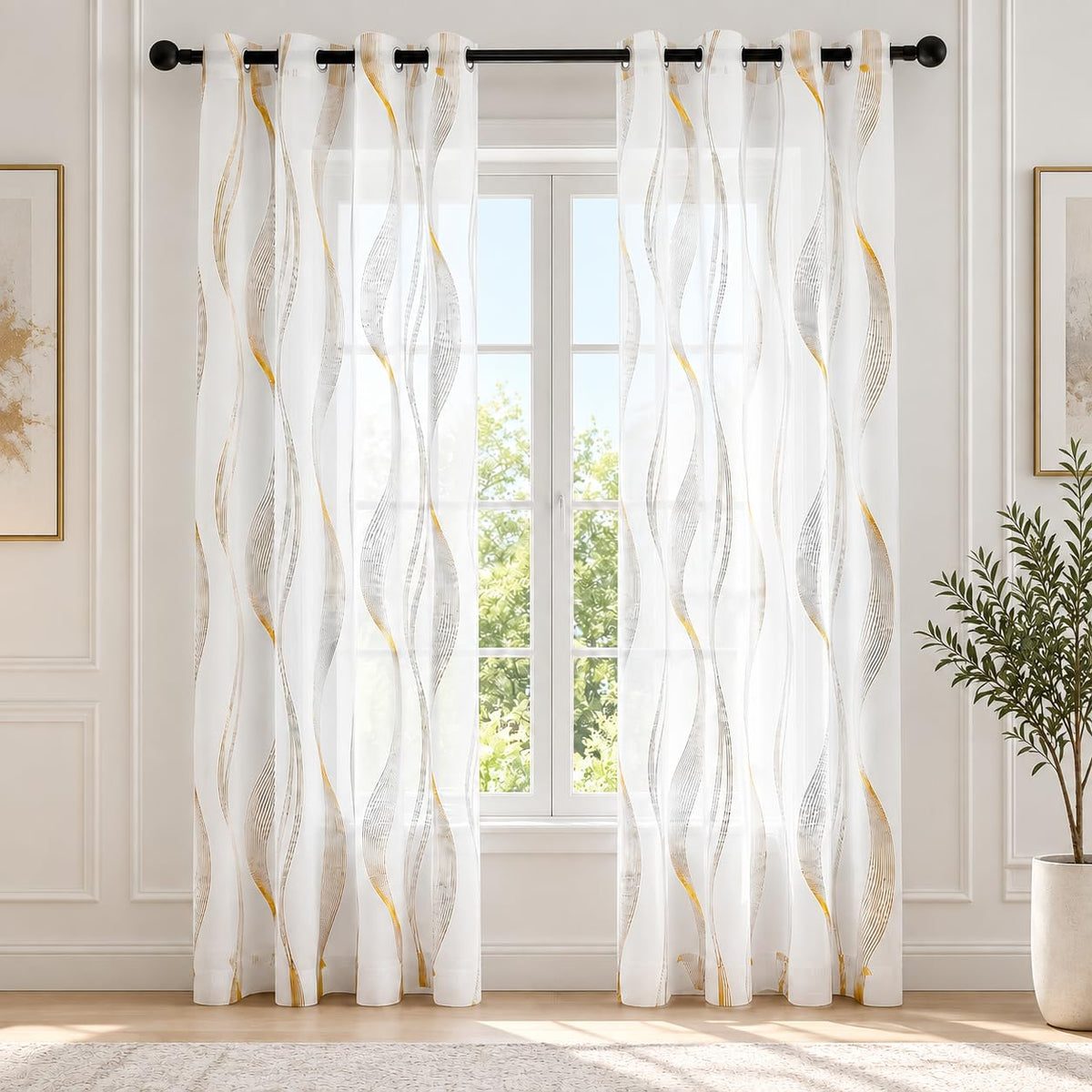Deconovo Light Filtering Sheer Curtains 72 Inches Long for Living Room