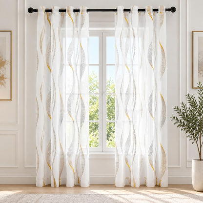 Deconovo Light Filtering Sheer Curtains 72 Inches Long for Living Room