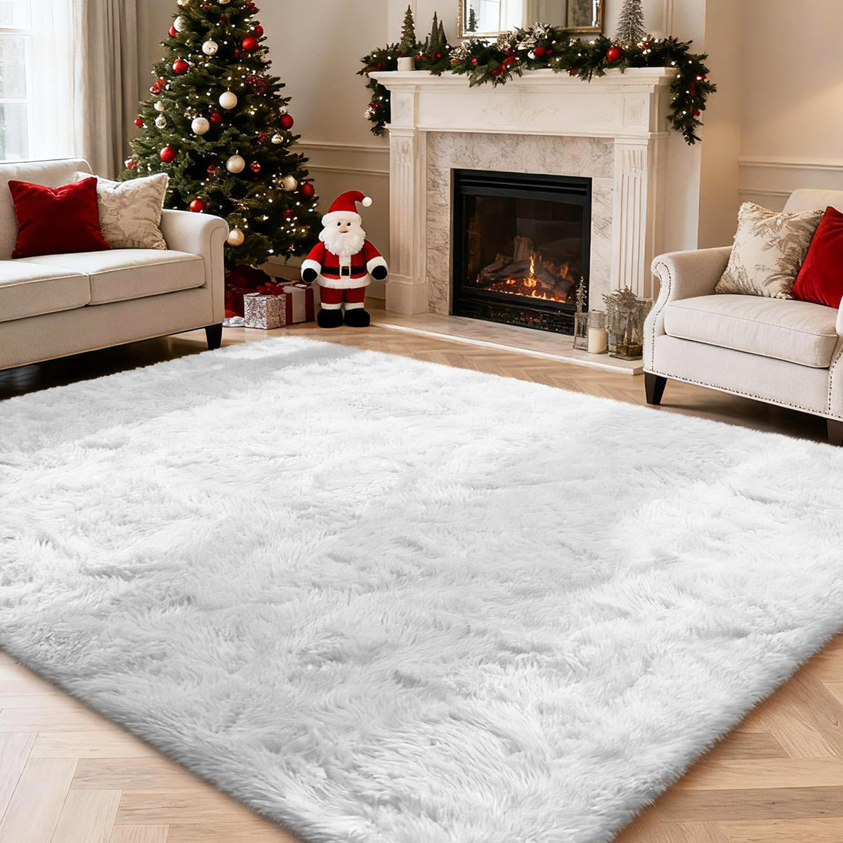 8x10 Fluffy Area Rugs for Living Room,Black Large Shag Area Rug for Bedroom