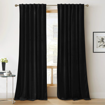 RYB HOME Blue Velvet Blackout Curtains for 84 inches Bedroom Living Room