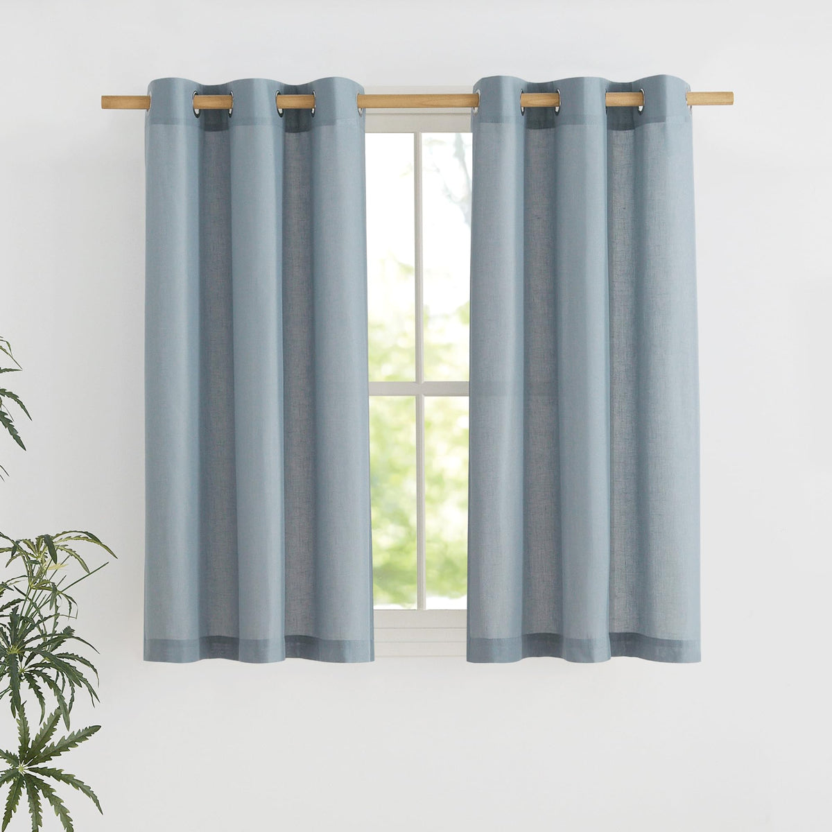 NICETOWN Natural Linen Curtains 84 inch Long 2 Panels Set, Grommet Top Thick Linen Burlap Semi Sheer Vertical Drapes Privacy Assured with Light Filtering for Bedroom/Living Room, W55 x L84