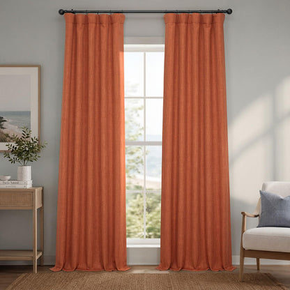 Faux Linen Curtains for Living Room (1 Panel) - 50W X 108L, Birch Taupe