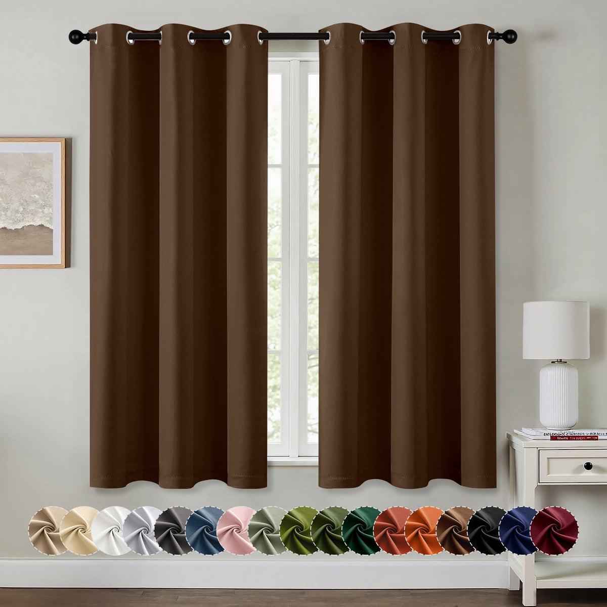 MIULEE Blackout Curtains for Bedroom 2 Panels 40 x 63 Inch Long Black