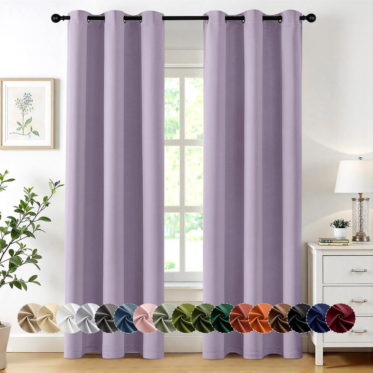 MIULEE Blackout Curtains for Bedroom 2 Panels 40 x 63 Inch Long Navy Blue