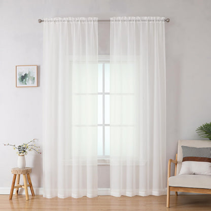 Simplebrand Black Sheer Curtains 84 Inches Long 2 Panels for Living Room