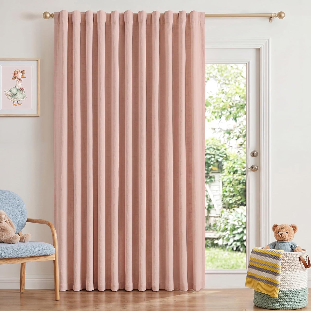 INOVADAY 100% Blackout Linen Curtains for Bedroom 50x84 Inches Cream