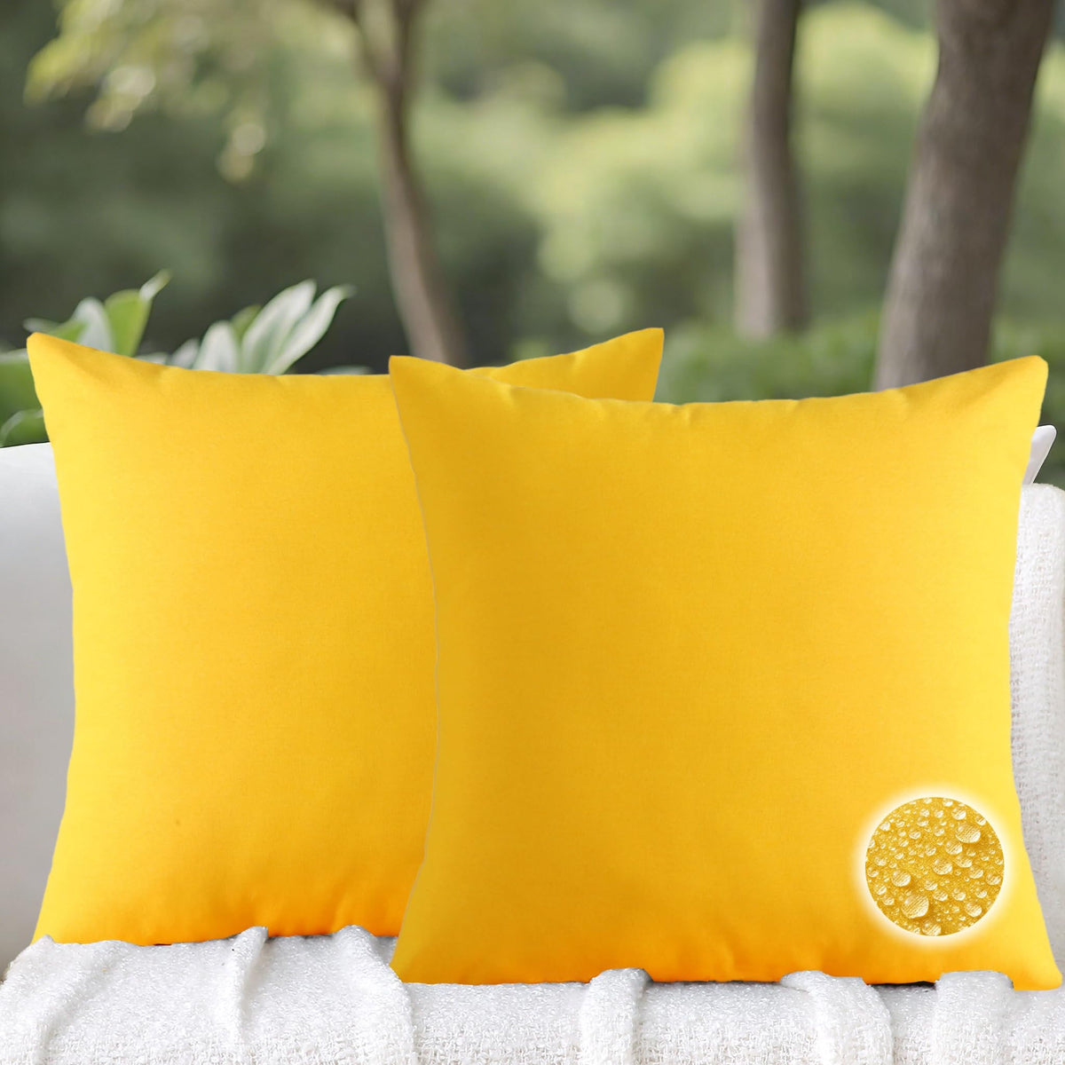 Outdoor Throw Pillows with Inserts, Waterproof Pillows for Outdoor Seating, Square Decorative Garden Cushion for Patio Furniture, Bed, Couch, Sofa(Black, 18" x 18" (Pack of 2))