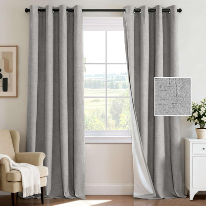 H.VERSAILTEX 100% Blackout Curtains for Bedroom 84 Inches Long Grommet Linen Face Full Light Blocking Curtain Drapes for Living Room Thermal Linen Look Curtains 2 Panels Set, 52" W x 84" L, Navy
