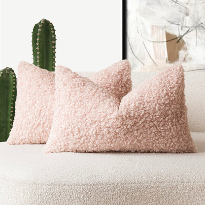 Foindtower Decorative Fuzzy Faux Fur Throw Pillow Covers 24x24 Inch Oatmeal