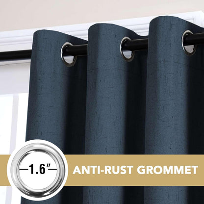 H.VERSAILTEX 100% Blackout Curtains for Bedroom 84 Inches Long Grommet Linen Face Full Light Blocking Curtain Drapes for Living Room Thermal Linen Look Curtains 2 Panels Set, 52" W x 84" L, Navy
