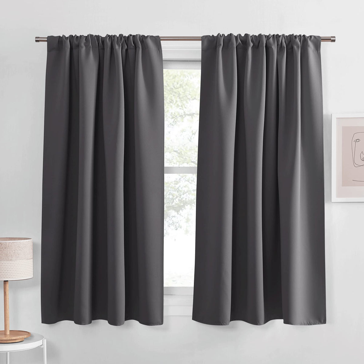 PONY DANCE Black Out Curtains 72 inch Long, Black, 2 Panels