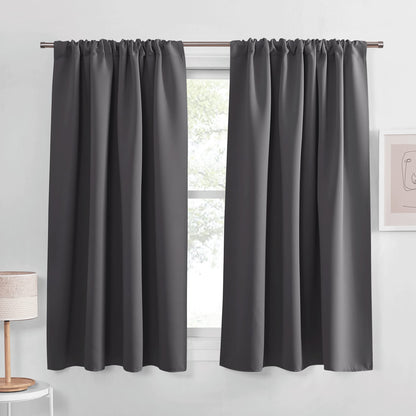 PONY DANCE Black Out Curtains 72 inch Long, Black, 2 Panels