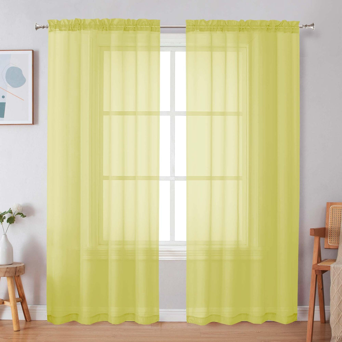 Simplebrand Black Sheer Curtains 84 Inches Long 2 Panels for Living Room