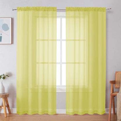 Simplebrand Black Sheer Curtains 84 Inches Long 2 Panels for Living Room
