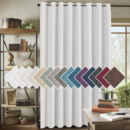 H.VERSAILTEX Linen Blackout Curtain 84 Inches Long for Bedroom/Living Room Thermal Insulated Grommet Linen Look Curtain Drapes Primitive Textured Burlap Effect Window Drapes 1 Panel - Heather Ivory