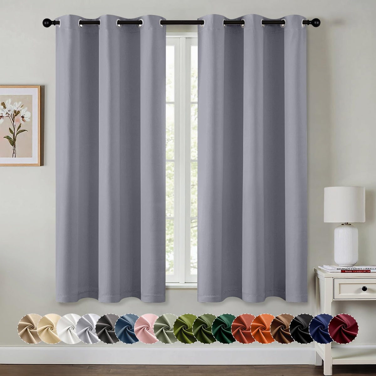 MIULEE Blackout Curtains for Bedroom 2 Panels 40 x 63 Inch Long Navy Blue