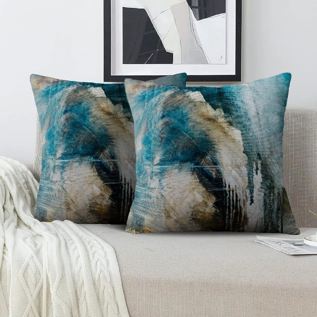 Throw Pillow Covers for Couch, 18x18 Inch, 2 Pack, Turquoise