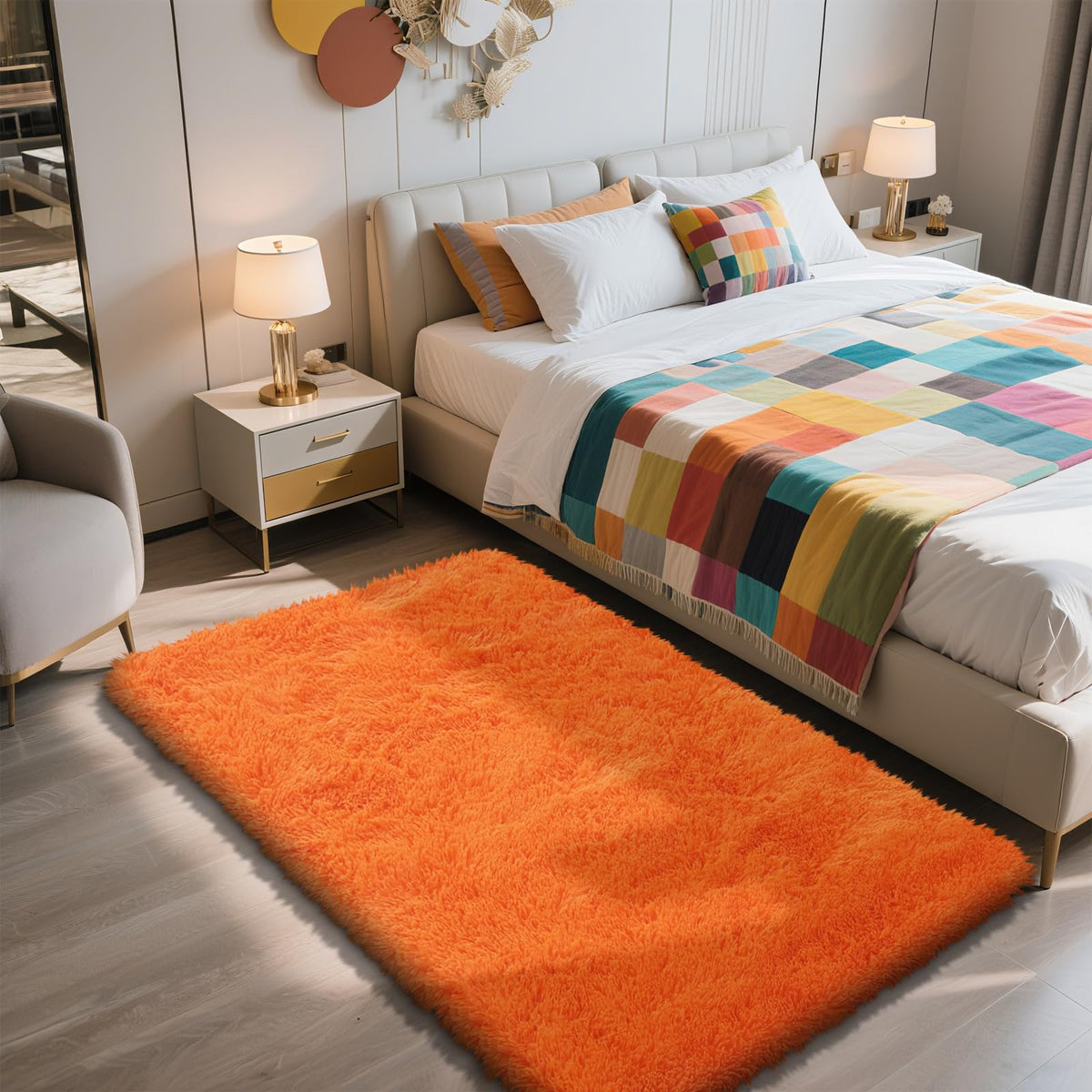 8x10 Fluffy Area Rugs for Living Room,Black Large Shag Area Rug for Bedroom