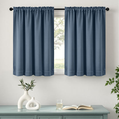 MIULEE Stone Blue Blackout Curtains for Bedroom Living Room 40"x63" 2 Panel