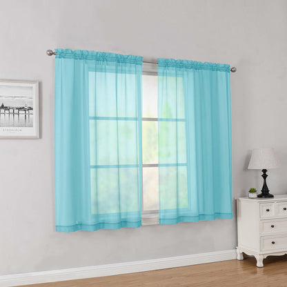 Simplebrand Black Sheer Curtains 84 Inches Long 2 Panels for Living Room