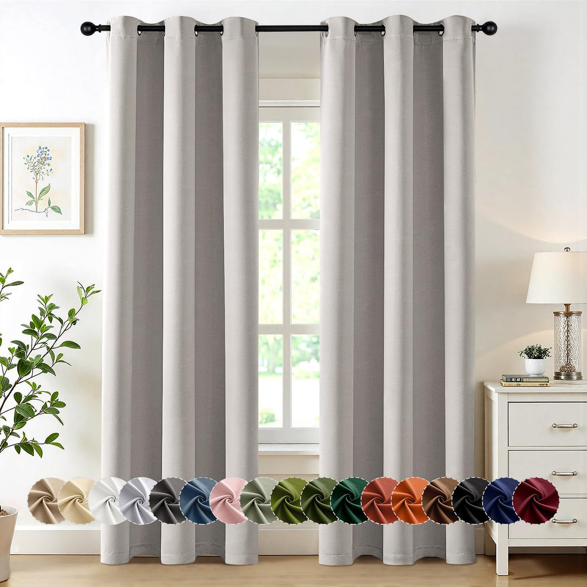 MIULEE Blackout Curtains for Bedroom 2 Panels 40 x 63 Inch Long Pink