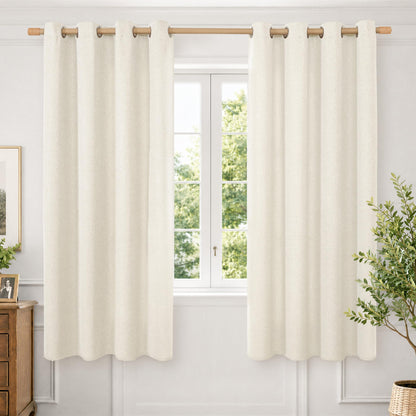 BGment Oatmeal Linen Curtains 84 Inch Length 2 Panels Set for Living Room