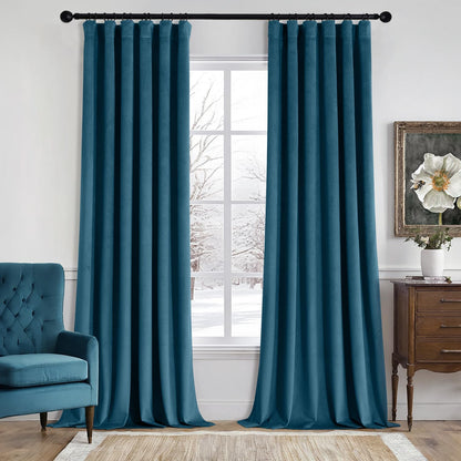 MIULEE Velvet Curtains 52x84 inches 2 Panels Olive Green Blackout Curtains