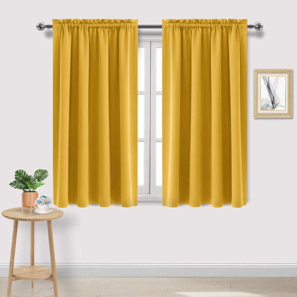 DWCN Blackout Curtains for Bedroom Living Room 42 x 63 Inch Long Black