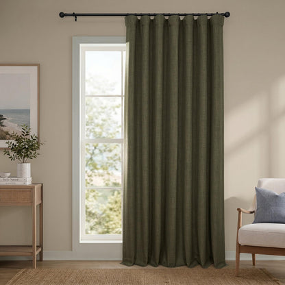 Faux Linen Curtains for Living Room (1 Panel) - 50W X 108L, Birch Taupe