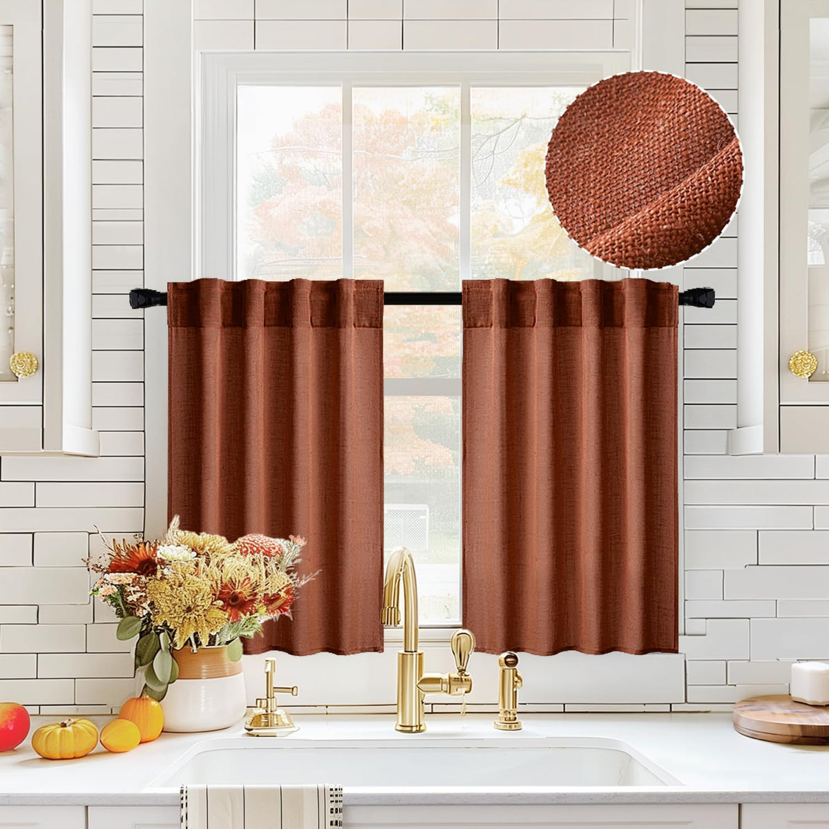 MIULEE Natural White Linen Curtains 52x84 Inch Long for Bedroom Living Room