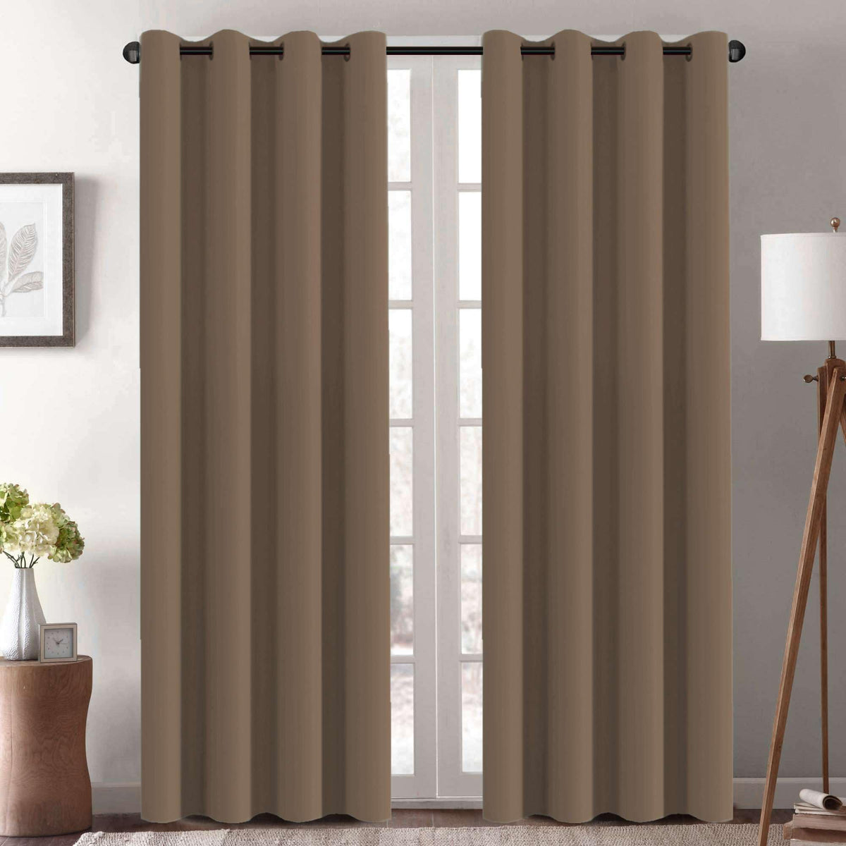 H.VERSAILTEX Blackout Curtains for Bedroom Thermal Insulated Room Darkening Living Room Curtains 63 Inch Long Grommet Privacy Protection Window Curtain Panels/Drapes for Nursery,2 Panels,Ivory/Cream