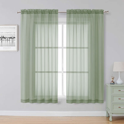 Simplebrand Black Sheer Curtains 84 Inches Long 2 Panels for Living Room