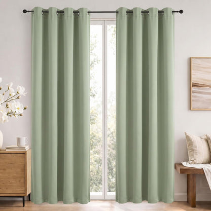 Simplebrand Sage Green Blackout Curtains 84 Inch Length 2 Panels Set for Bedroom/Living Room, Solid Room Darkening Thermal Insulated Grommet Energy Saving Window Treatment Drapes, Each 52" Wide