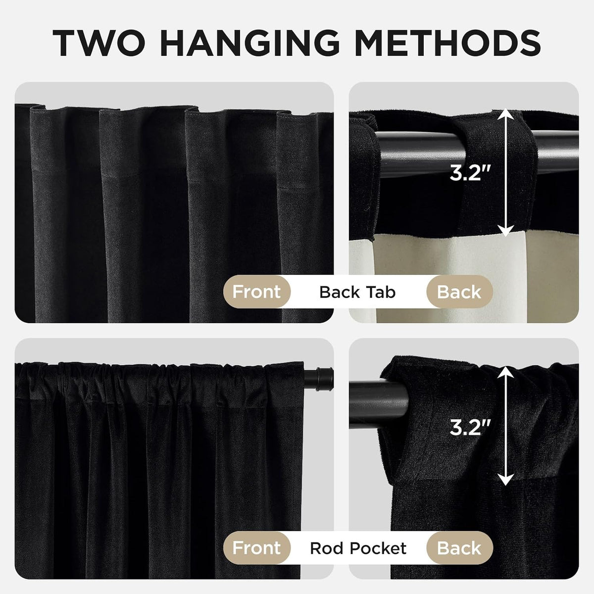 Joydeco Velvet Blackout Curtains 84 Inch Length 2 Panels, Black Out Curtains for Bedroom Living Room, Thermal Insulated Luxury Heavy Duty Drapes, Heat & Light Blocking, Back Tab&Rod Pocket,52"W x 84"L